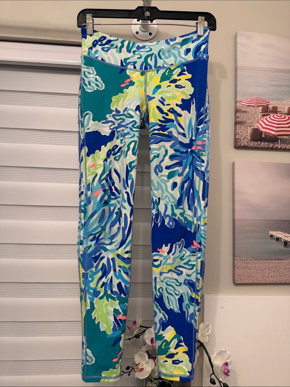 Lilly Pulitzer Blue Aqua Floral-Print Leggings